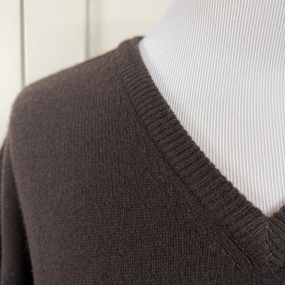 Nordstrom Lambs' Wool Brown V-Neck Knit Sweater Men's XLarge Tall XLT Career - Picture 2 of 6